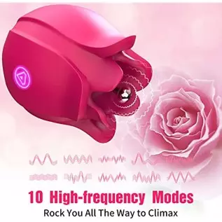 Tongue Sucking Licking Rose Vibrator Toy for Women, High-Frequency Rose Toy Clitoris Vibrator for Women