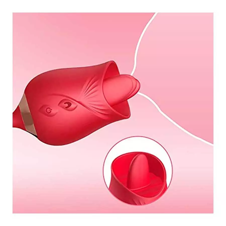 Rose Toy for Women Vibrator,2-in-1 Rose Vibrator for Women with 10 Tongue Licking & 10 Thrusting Vibrator Dildo,G-Spot Vibrator 