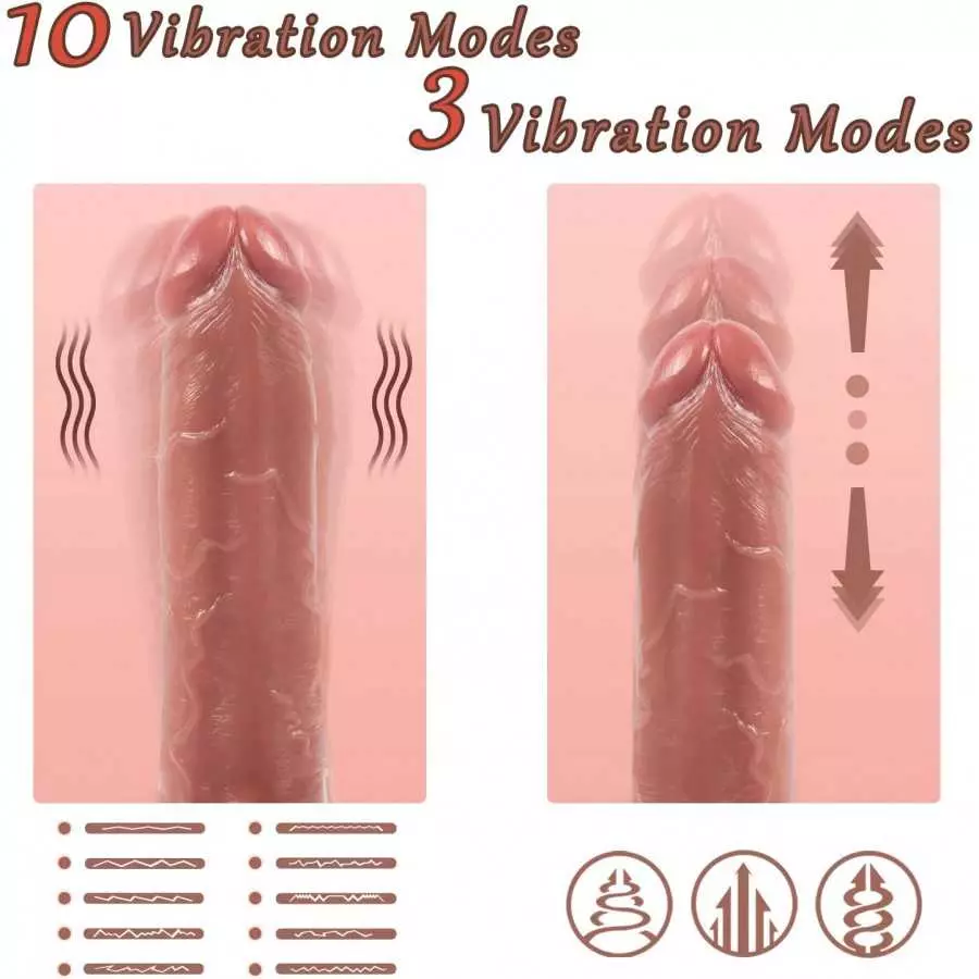 Thrusting Dildo Vibrator with 10 Vibration Mode,Silicone Realistic Dildo with Strong Suction Cup,Wireless Automatic Vibrating Di