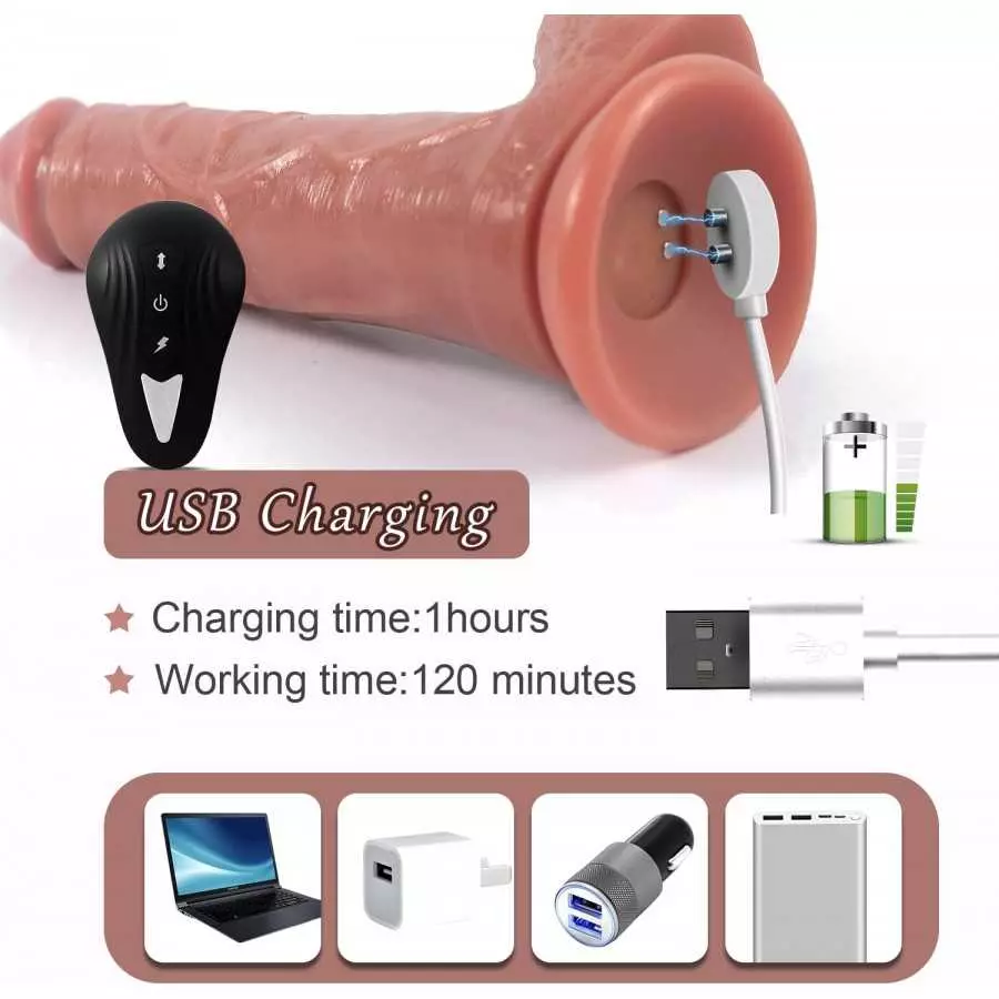 Thrusting Dildo Vibrator with 10 Vibration Mode,Silicone Realistic Dildo with Strong Suction Cup,Wireless Automatic Vibrating Di