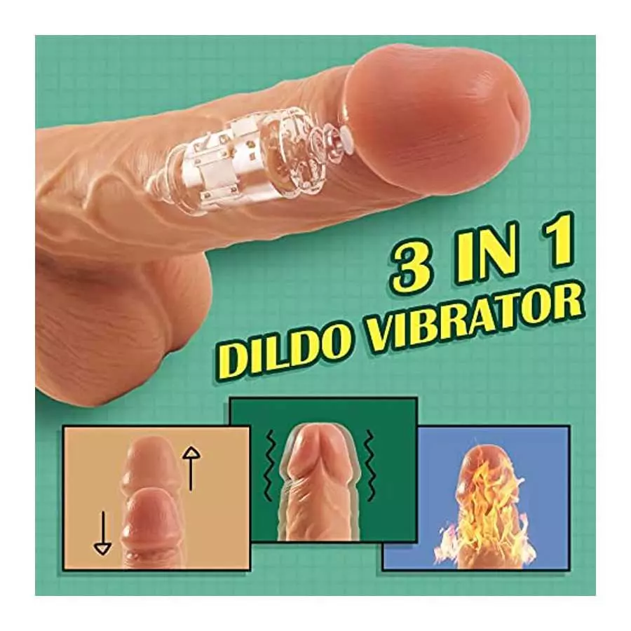 Realistic Thrusting Dildo for G- spot and Anal Vibration, Anal Dildo Vibrator with 3 Thrusting and 9 Vibration Modes, Vibrating 