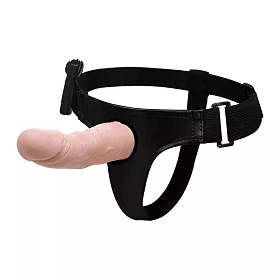 Strap-on Dildo Wearable Hollow Shaft Vibration Dildos for Men Realistic Adult Sex Toys with Wired Remote (Not for Women)