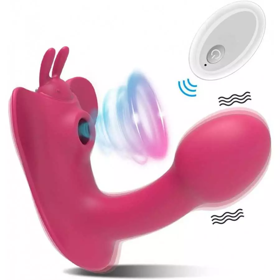 WiMiFar 2 in1 Butterfly Sex Toy for Women, 10 Frequency Clitoris Stimulator Sucking G-Spot Vibrator, Remote Control Clit Sucker 