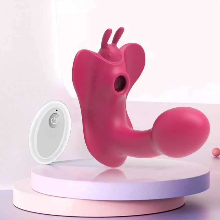 WiMiFar 2 in1 Butterfly Sex Toy for Women, 10 Frequency Clitoris Stimulator Sucking G-Spot Vibrator, Remote Control Clit Sucker 