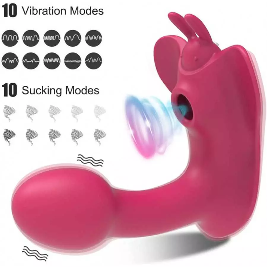 WiMiFar 2 in1 Butterfly Sex Toy for Women, 10 Frequency Clitoris Stimulator Sucking G-Spot Vibrator, Remote Control Clit Sucker 