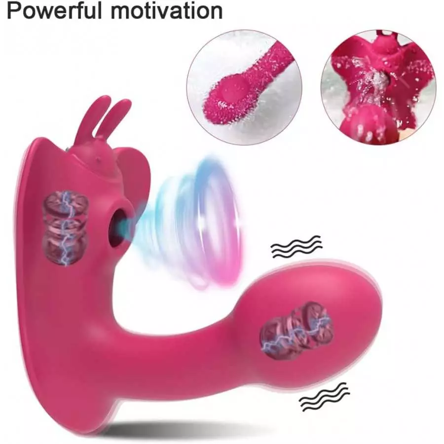 WiMiFar 2 in1 Butterfly Sex Toy for Women, 10 Frequency Clitoris Stimulator Sucking G-Spot Vibrator, Remote Control Clit Sucker 