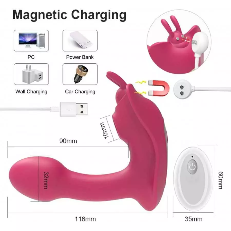 WiMiFar 2 in1 Butterfly Sex Toy for Women, 10 Frequency Clitoris Stimulator Sucking G-Spot Vibrator, Remote Control Clit Sucker 