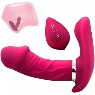 Butterfly Vibrator, Clitoral G-spot Stimulator Toys for Women, Thrust Realistic Dildo Thrust Vibrator with 7 Powerful Vibration 