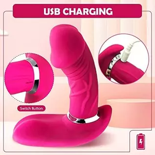 Butterfly Vibrator, Clitoral G-spot Stimulator Toys for Women, Thrust Realistic Dildo Thrust Vibrator with 7 Powerful Vibration Butterfly Vibrator, Clitoral G-spot Stimulator Toys for Women, Thrust Realistic Dildo Thrust Vibrator with 7 Powerful Vibration