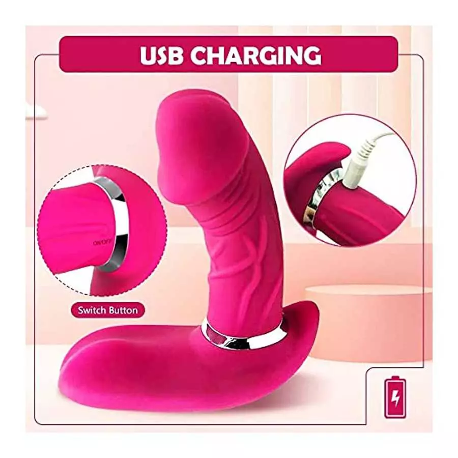 Butterfly Vibrator, Clitoral G-spot Stimulator Toys for Women, Thrust Realistic Dildo Thrust Vibrator with 7 Powerful Vibration 