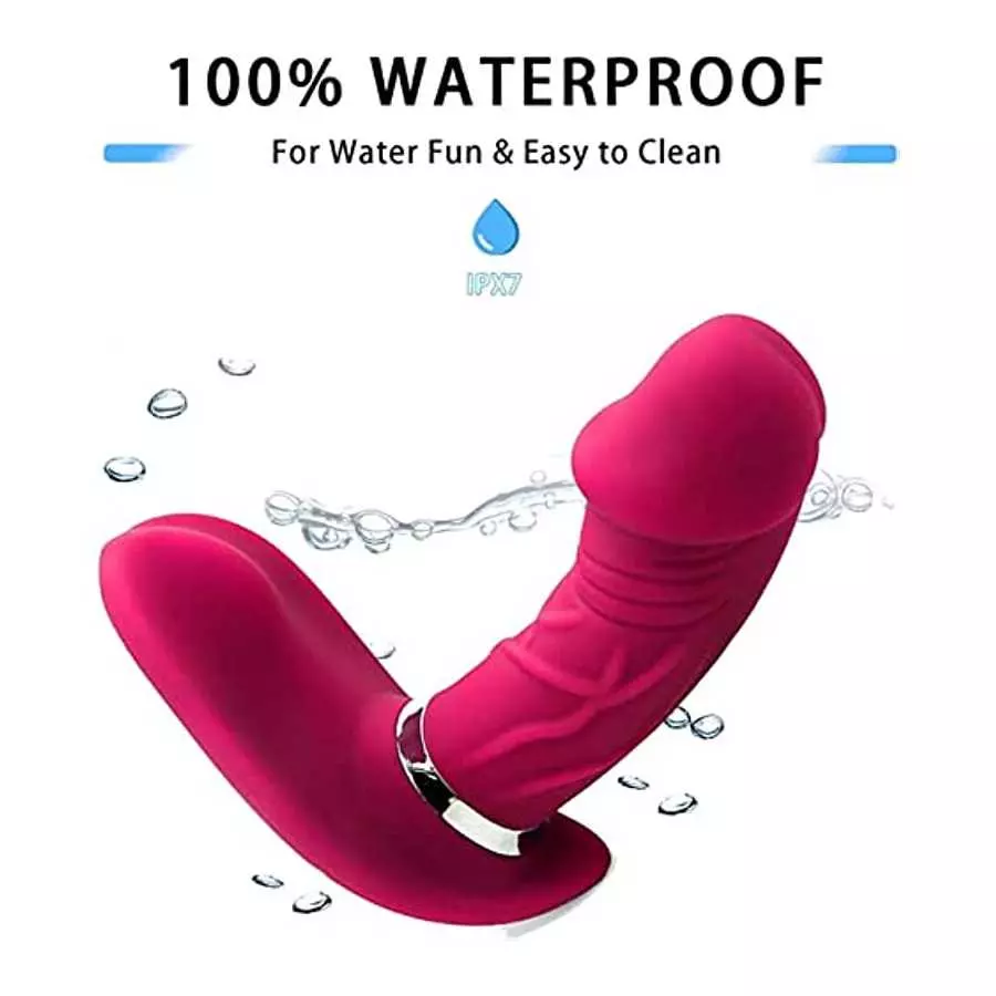 Butterfly Vibrator, Clitoral G-spot Stimulator Toys for Women, Thrust Realistic Dildo Thrust Vibrator with 7 Powerful Vibration 