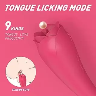 Rose Vibrator Toy for Women 2 in 1 Tongue Licking & High-Frequency Vibrating G-Spot Dildo Vibrator, Clitoris G spot Nipple Stimu