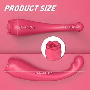 Rose Vibrator Toy for Women 2 in 1 Tongue Licking & High-Frequency Vibrating G-Spot Dildo Vibrator, Clitoris G spot Nipple Stimu