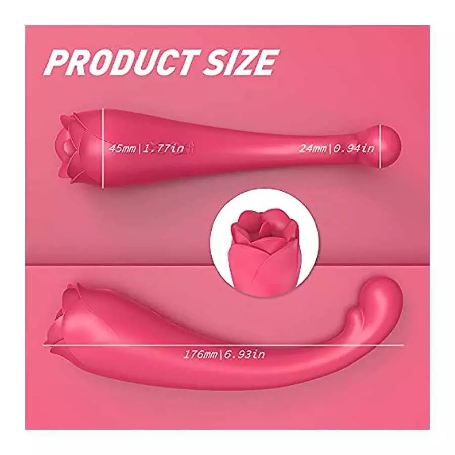 Rose Vibrator Toy for Women 2 in 1 Tongue Licking & High-Frequency Vibrating G-Spot Dildo Vibrator, Clitoris G spot Nipple Stimu