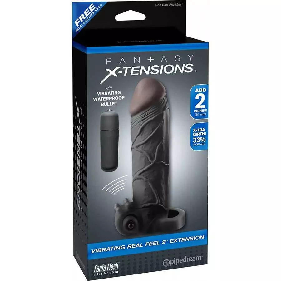 Pipedream Fantasy X-tension Vibrating Real Feel, Black, 2 Inch Pipedream Fantasy X-tension Vibrating Real Feel, Black, 2 Inch