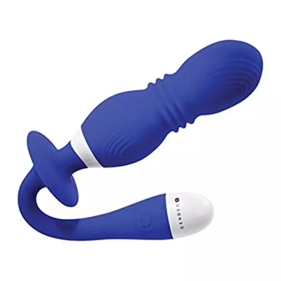 Gender X - Play Ball - 8 Speeds of Thrusting Power -Rechargeable Silicone Vibrating Double Orbs - 2 Motors - Vibrator - Blue