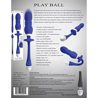 Gender X - Play Ball - 8 Speeds of Thrusting Power -Rechargeable Silicone Vibrating Double Orbs - 2 Motors - Vibrator - Blue