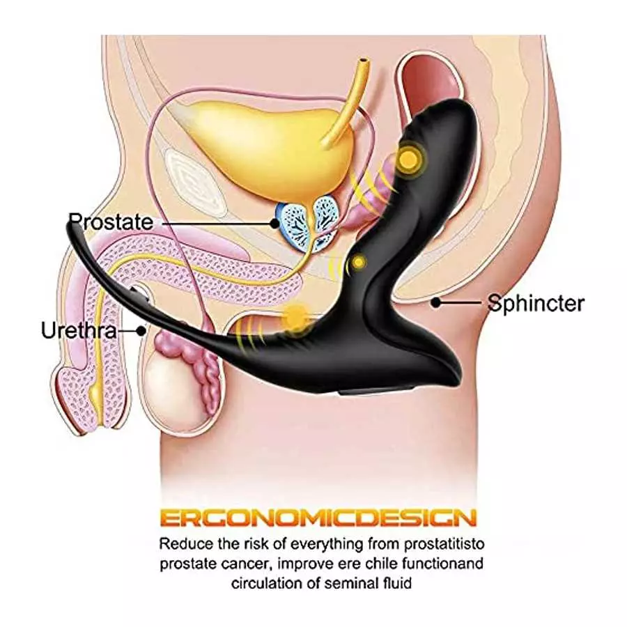 Penis Ring Vibrator Prostate Massager, Panty Vibrator, Dual Motor Anal Vibrator, Prostate Thrust Point Remote Control - Muscle S