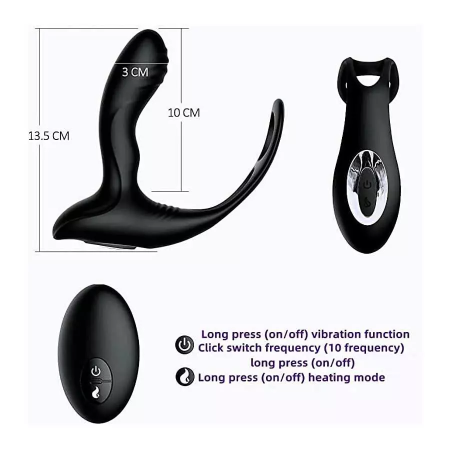 Penis Ring Vibrator Prostate Massager, Panty Vibrator, Dual Motor Anal Vibrator, Prostate Thrust Point Remote Control - Muscle S