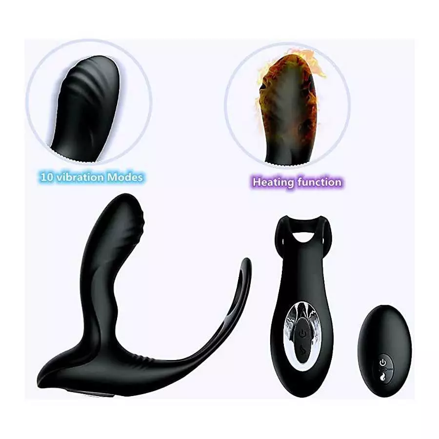 Penis Ring Vibrator Prostate Massager, Panty Vibrator, Dual Motor Anal Vibrator, Prostate Thrust Point Remote Control - Muscle S