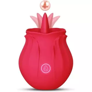 Rose Vibrator Toy for Women - 3 in 1 Clitoral Stimulator Tongue Licking Thrusting Vibrator with 10 Modes, Rose Adult Sex Toys Ga