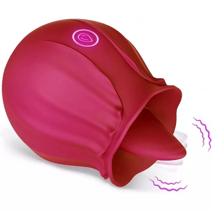 Rose Vibrator Toy for Women - 3 in 1 Clitoral Stimulator Tongue Licking Thrusting Vibrator with 10 Modes, Rose Adult Sex Toys Ga