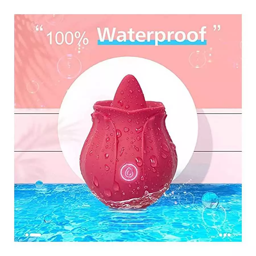 Rose Vibrator Toy for Women - 3 in 1 Clitoral Stimulator Tongue Licking Thrusting Vibrator with 10 Modes, Rose Adult Sex Toys Ga