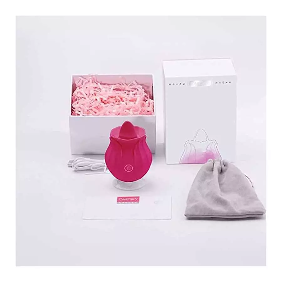 Rose Vibrator Toy for Women - 3 in 1 Clitoral Stimulator Tongue Licking Thrusting Vibrator with 10 Modes, Rose Adult Sex Toys Ga