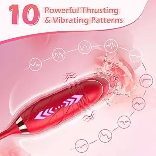 Rose Toy Vibrator, 3 in 1 Rose Sex Stimulator for Women with 10 Thrusting Vibrating & Licking Modes, Sexual Pleasure Tools for W Rose Toy Vibrator, 3 in 1 Rose Sex Stimulator for Women with 10 Thrusting Vibrating & Licking Modes, Sexual Pleasure Tools for W