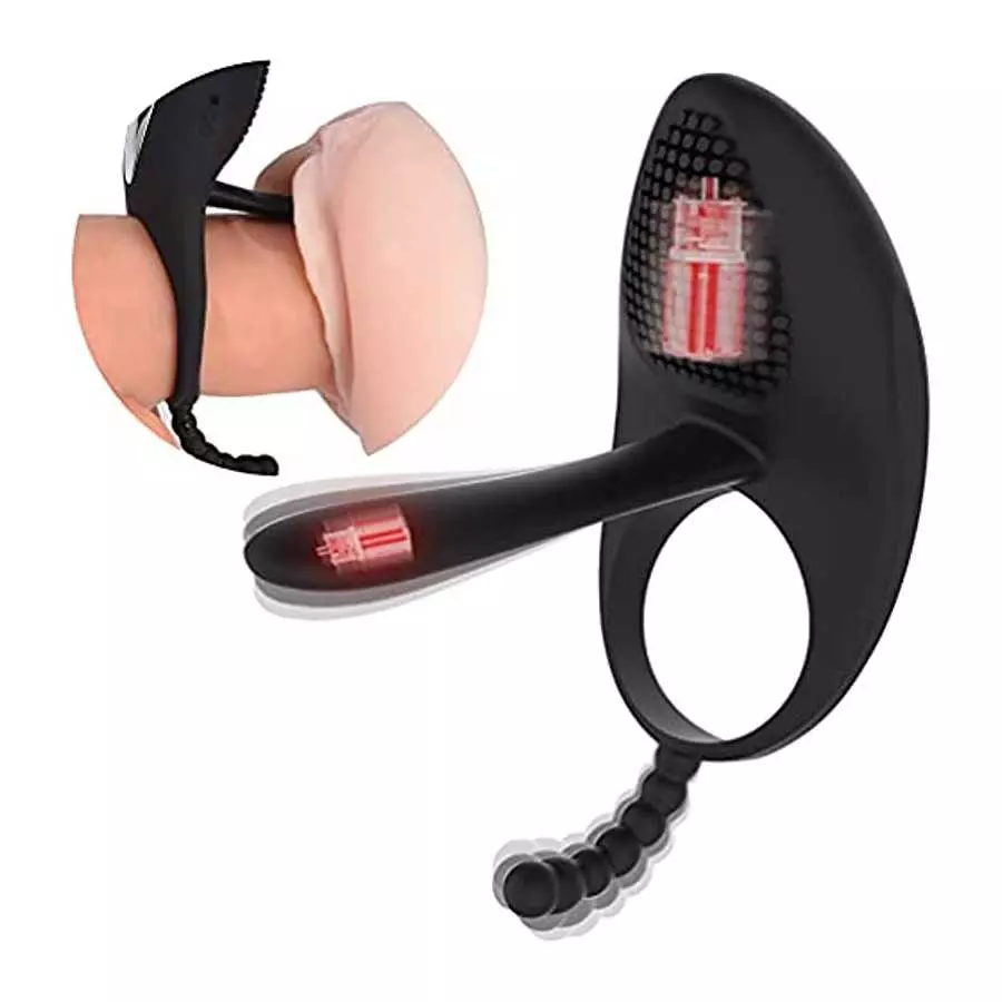 Vibrating Cock Ring with Tongue Clitoral Stimulator Raised Nodules Anal Beads for Couple Play, Utimi Penis Ring Wearable Vibrato Vibrating Cock Ring with Tongue Clitoral Stimulator Raised Nodules Anal Beads for Couple Play, Utimi Penis Ring Wearable Vibrato