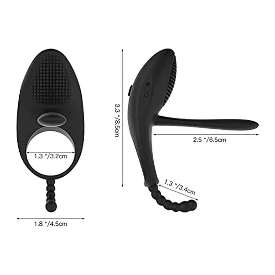 Vibrating Cock Ring with Tongue Clitoral Stimulator Raised Nodules Anal Beads for Couple Play, Utimi Penis Ring Wearable Vibrato