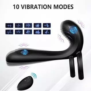 Couple Vibrator with Dual Penis Ring, 10 Vibrating Mode G-spot and Clitor Simulator 3 in 1 Vibrator Rechargeable Waterproof Adul Couple Vibrator with Dual Penis Ring, 10 Vibrating Mode G-spot and Clitor Simulator 3 in 1 Vibrator Rechargeable Waterproof Adul
