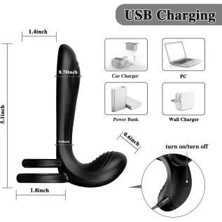 Couple Vibrator with Dual Penis Ring, 10 Vibrating Mode G-spot and Clitor Simulator 3 in 1 Vibrator Rechargeable Waterproof Adul Couple Vibrator with Dual Penis Ring, 10 Vibrating Mode G-spot and Clitor Simulator 3 in 1 Vibrator Rechargeable Waterproof Adul