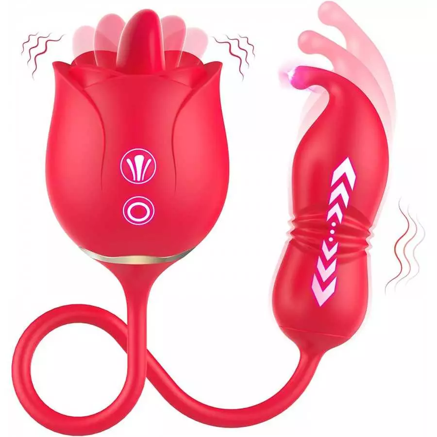 Rose Sex Toy Dildo Vibrator, 3in 1 Adult Toys Couple Sex Toys for Woman, 9 Tongue Licking & 9 Thrusting Dildo Female Vibrating W Rose Sex Toy Dildo Vibrator, 3in 1 Adult Toys Couple Sex Toys for Woman, 9 Tongue Licking & 9 Thrusting Dildo Female Vibrating W