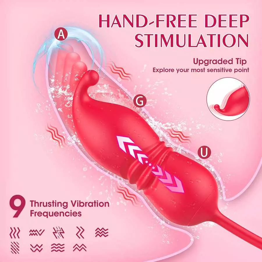 Rose Sex Toy Dildo Vibrator, 3in 1 Adult Toys Couple Sex Toys for Woman, 9 Tongue Licking & 9 Thrusting Dildo Female Vibrating W