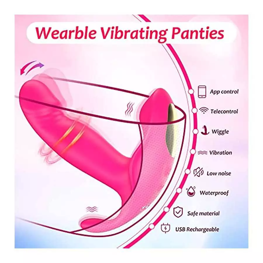 Wearable G Spot Dildo Vibrators Adult Sex Toys for Women or Men, App Remote Control Panty Clit Mini Vibrator with 10 Quickly Wig