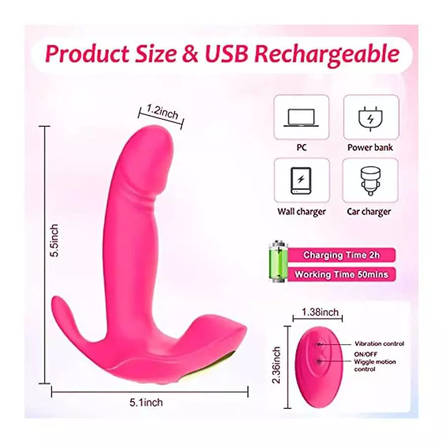 Wearable G Spot Dildo Vibrators Adult Sex Toys for Women or Men, App Remote Control Panty Clit Mini Vibrator with 10 Quickly Wig