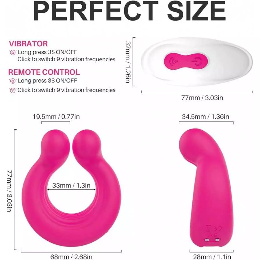 Couple Vibrator for Penis & Clitoral Stimulation Sex Toy- Adorime Cock Ring Vibrator with 9 Powerful Vibrations, Wireless Remote