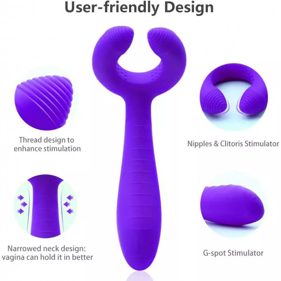 G-spot Rabbit Vibrator, Adorime 3 in 1 Triple Motor Vibrating Dildo with 7 Vibration Modes, Rechargeable Clitoris Nipple Penis M