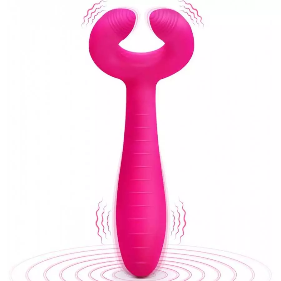 G-spot Rabbit Vibrator, Adorime 3 in 1 Triple Motor Vibrating Dildo with 7 Vibration Modes, Rechargeable Clitoris Nipple Penis M