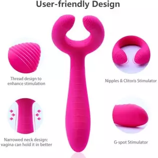 G-spot Rabbit Vibrator, Adorime 3 in 1 Triple Motor Vibrating Dildo with 7 Vibration Modes, Rechargeable Clitoris Nipple Penis M G-spot Rabbit Vibrator, Adorime 3 in 1 Triple Motor Vibrating Dildo with 7 Vibration Modes, Rechargeable Clitoris Nipple Penis M