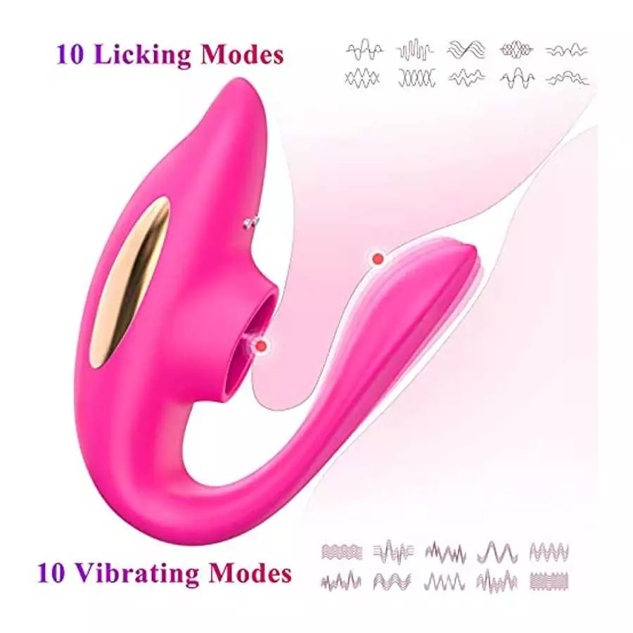 Jaslak Remote Control Clitoral Wearable Couples Vibrator with Tongue Licking 10 Vibrations Rechargeable Nipple Stimulator Adult 