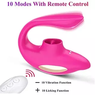 Jaslak Remote Control Clitoral Wearable Couples Vibrator with Tongue Licking 10 Vibrations Rechargeable Nipple Stimulator Adult 
