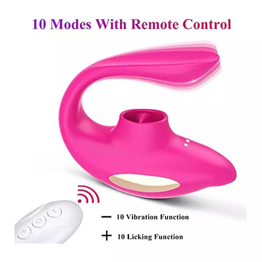 Jaslak Remote Control Clitoral Wearable Couples Vibrator with Tongue Licking 10 Vibrations Rechargeable Nipple Stimulator Adult 