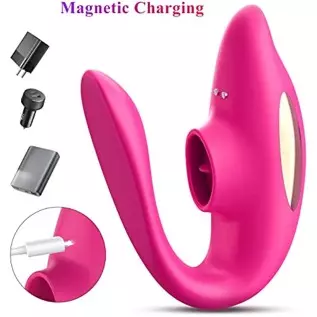 Jaslak Remote Control Clitoral Wearable Couples Vibrator with Tongue Licking 10 Vibrations Rechargeable Nipple Stimulator Adult 