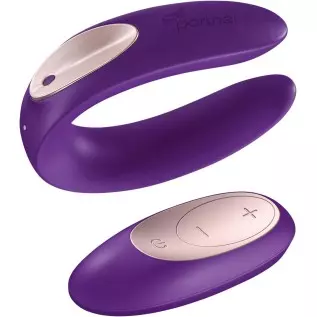 Satisfyer Double Plus Couples Vibrator with Remote Control - G-Spot and Clitoral Stimulation, Partner Toy, U-Shape, Wearable Dur