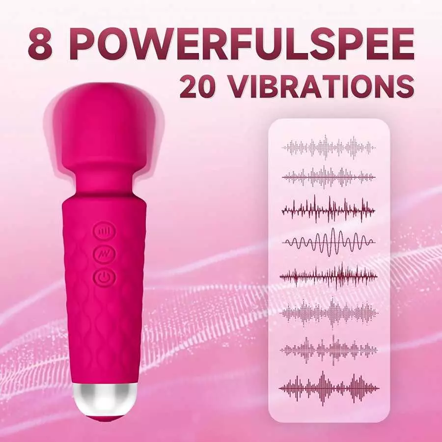 Massage Wand Vibrator, Bullet Vibrator, G-Spot Wand Vibrator Clit Clitoralis Stimulator, 20 Patterns & 8 Speeds Sex Toy for Wome