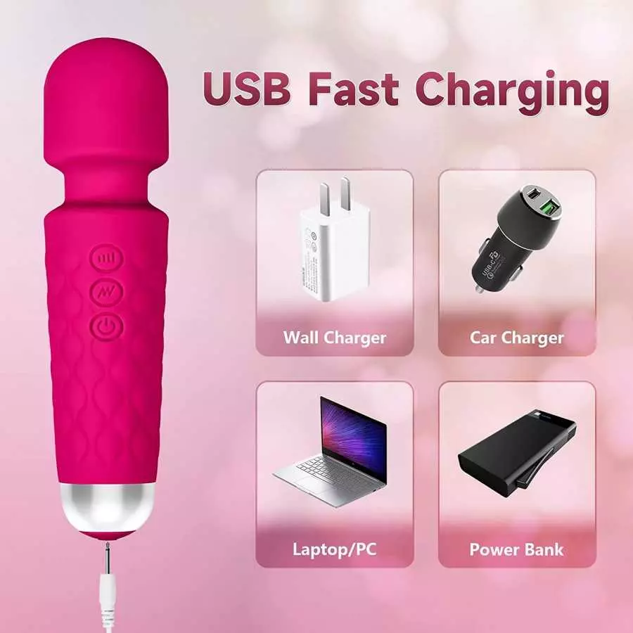 Massage Wand Vibrator, Bullet Vibrator, G-Spot Wand Vibrator Clit Clitoralis Stimulator, 20 Patterns & 8 Speeds Sex Toy for Wome