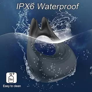 Vibrating Penis Rings with 10 Vibration Modes for Clitoris & Testicles Stimulation, Rabbit Design Silicone Cock Ring Male Toy, R