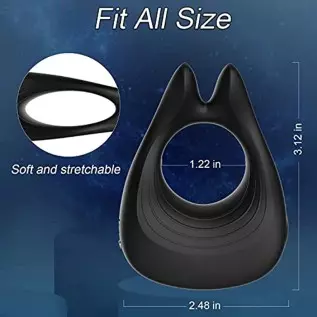 Vibrating Penis Rings with 10 Vibration Modes for Clitoris & Testicles Stimulation, Rabbit Design Silicone Cock Ring Male Toy, R